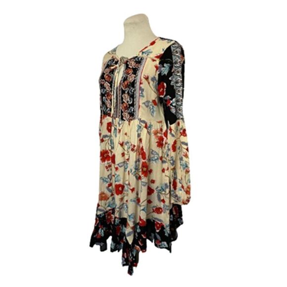 Patrons Of Peace Boho Blue Cream Floral Dress Size S - Picture 2 of 10